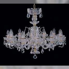 Chandelier of hand cut blown glass 12 bulbs