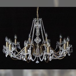 10 Arms plain crystal chandelier with cut crystal almonds ANTIK