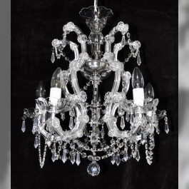 Silver 5 flames Maria Theresa cŕystal chandelier