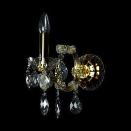 Single-arm wall lamp Maria Theresia with gold candle (flame) - brass cover tube