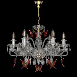 Luxurious small chandelier with glass butterflies