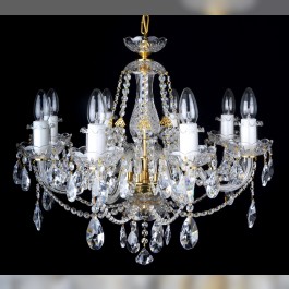 8 Arms Crystal chandelier with smooth glass arms & Cut almonds