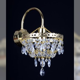 1 Arm crystal wall light with metal arm & cut crystal almonds