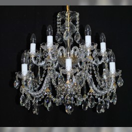 12 Arms silver crystal chandelier with cut crystal body & crystal almonds