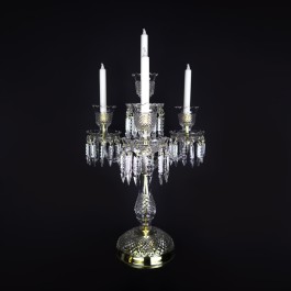 Luxurious tall crystal candlestick in the Bohemia Baccarat style