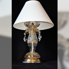 Crystal table lamp with the lampshade decorated with gold painting