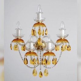 large 5-arm light on the wall with topaz almonds