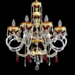 Distinctive ruby red crystal chandelier