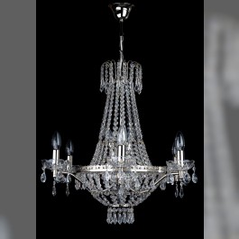 Silver strass basket chandelier with 6 arms