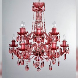 Larger pink crystal chandelier with 12 bulbs