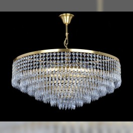Drum crystal chandelier over dining table