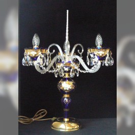 Blue table lamp with 3 glass arms