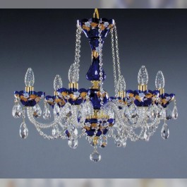 Bohemian Blue crystal chandelier 6 bulbs