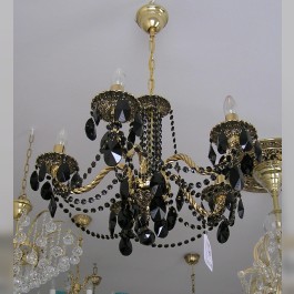 5-arm cast brass chandelier with black trimmings