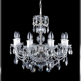 8 Arms Silver Crystal chandelier with twisted glass arms & Cut almonds