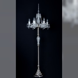 Decorative 6 Arms Crystal floor lamp with crystal almonds & Glass spike