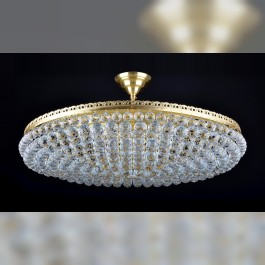 Gold drum crystal light for low ceilings