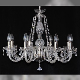 8 Arms plain crystal chandelier with cut crystal drops