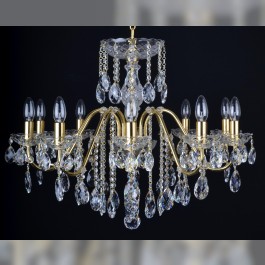 10 Arms gold brass crystal chandelier with cut crystal almonds