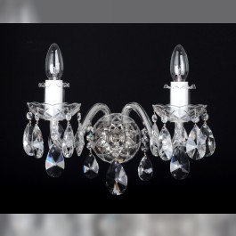 2 Arms crystal wall light with cut almonds