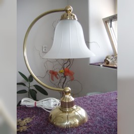 1 Bulb Cast brass table lamp with sand blasted glass lampshade