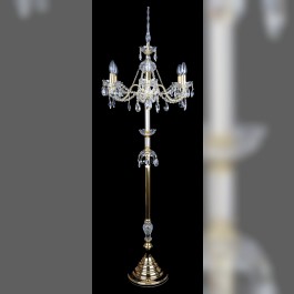 High floor lamp with six arms made of gold metal with metal arms