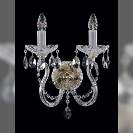 Cut crystal wall sconce with 2 arms