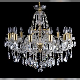 12-bulb crystal chandelier with golden metal