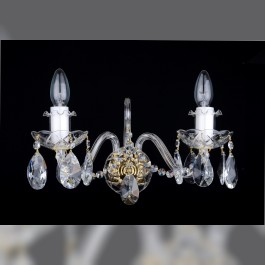 2 Arms crystal wall light with cut almonds