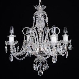 4 Arms small crystal chandelier with cut crystal almonds