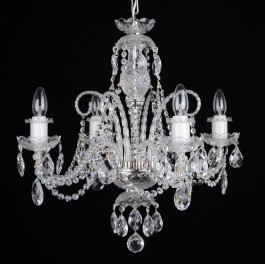 4 Arms small crystal chandelier with cut crystal almonds