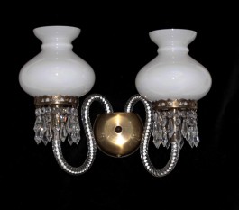 Rustic white wall light with crystal chains