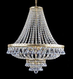 6 bulbs Strass basket crystal chandelier - Cut octagons & Diamond shaped pendants