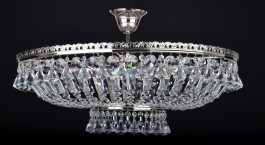 6 Bulbs glittering silver basket crystal chandelier with diamond-shaped crystals
