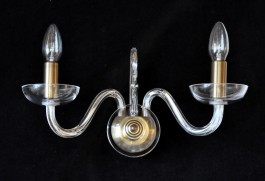 2 Arms design wall light made of hand blown glass Antik