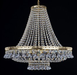 6 bulbs basket crystal chandelier with Strass crystal chains & Diamond shaped pendants