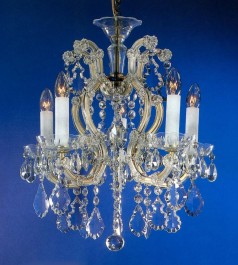 5 flames Maria Theresa crystal chandelier with cut crystal pendeloques