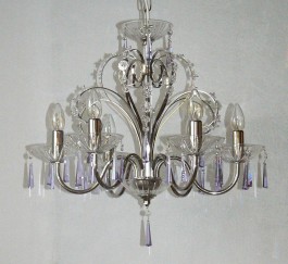 6 Arms plain crystal chandelier with cut crystal hoves