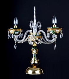 Luxury green crystal table lamp with 3 bulbs