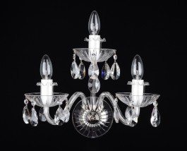 3 Arms Silver wall light with crystal almonds