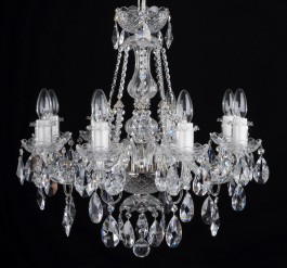 8 Arms Silver crystal chandelier with cut crystal almonds