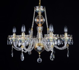 The smaller crystal chandelier  fine enamel paintings on clear glass