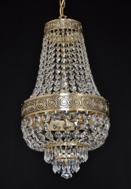 Small Basket crystal chandelier - Cast brass with Antique ornament