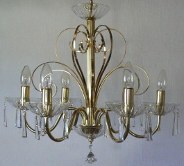 6 Arms plain crystal chandelier with cut crystal hooves