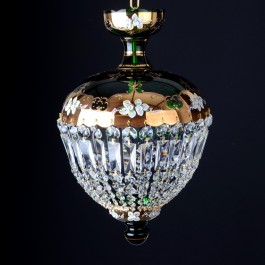 Emerald green basket crystal chandelier