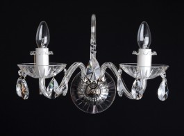 2 Arms Silver wall light with crystal almonds