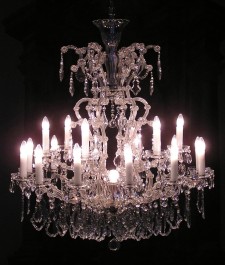 Lit 18 flames Silver  Maria Theresa crystal chandelier with crystal Pendeloques