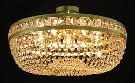 The Lit Gold Semi-flush mount basket crystal light 12 bulbs