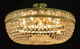 The Lit Gold Semi-flush mount basket crystal light 12 bulbs