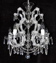 Silver 5 flames Maria Theresa cŕystal chandelier